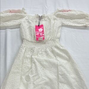 Betsey Johnson White Eyelet Off-Shoulder Dress